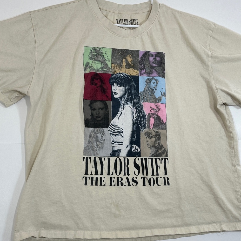 Taylor Swift The Eras Tour T-Shirt XXL Cream Beige Official Merch Double Sided - Picture 4 of 12